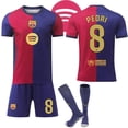 thumbnail image 1 of 2024-2025 Barcelona Home Kids Adult New Football Shirt With Socks No.8 PEDRI, 1 of 2