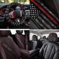 thumbnail image 4 of Uorisanigo American Fire Flag Car Seat Covers Sets 14 Pcs Car Steering Wheel Cover Auto Headrest Cover Center Console Cover Cars Seat Belt Cover Comfortable Soft Auto Interior for Cars SUVs, 4 of 6
