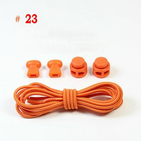

No Tie Shoe Laces Lazy Elastic Round Shoelaces Lock Adults Kids Sports Trainers