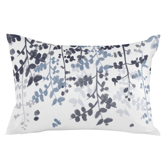 Waterproof Outdoor Throw Pillows with Inserts 12"x20", Navy Blue Leaves Soft Decorative Pillowcases for Couch Bedroom, Summer Botanical Pillow Covers for Sofa Living Room