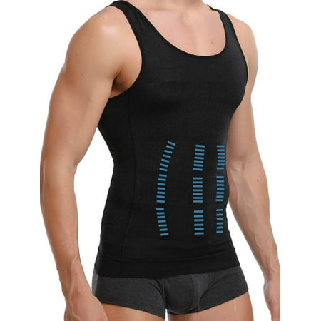 Mens Compression Undershirts Ultra Slimming Body Shaper Belly Control Vest Workout Active Gynecomastia Tank Tops