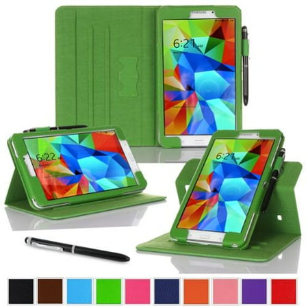 rooCASE Samsung Galaxy Tab 4 8.0 SM-T330 Tablet Case - Dual View Multi-Angle Stand Cover with Pen Stylus for Tab4 8-Inch 8", Green (Supports Auto Sleep/Wake)