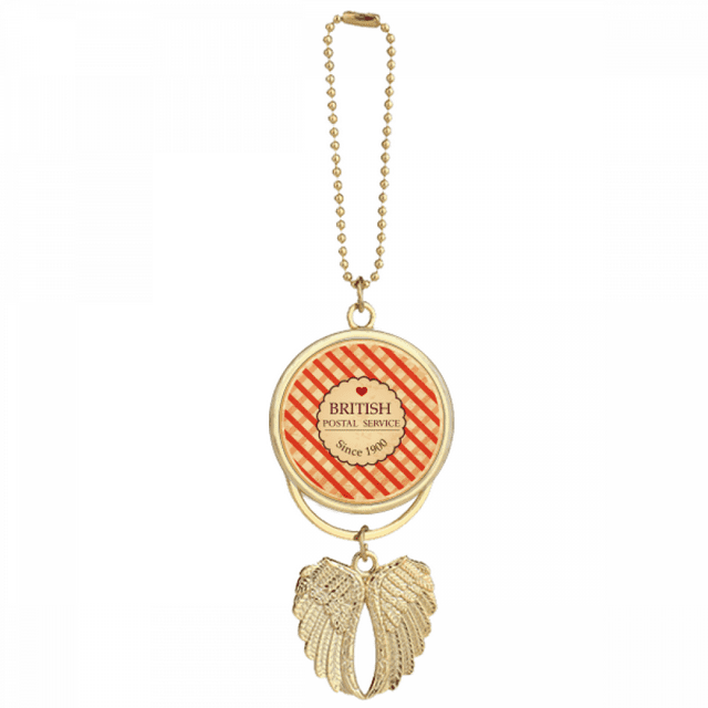 Porte-clés Voiture Timbre Britannique à Carreaux Angel Pendentif Aile