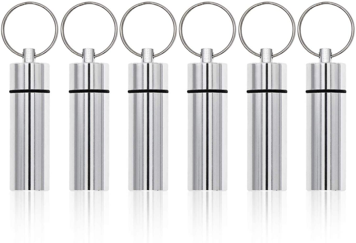 Waterproof Aluminum Travel Pill Box Case Holder Keychain Container Silver