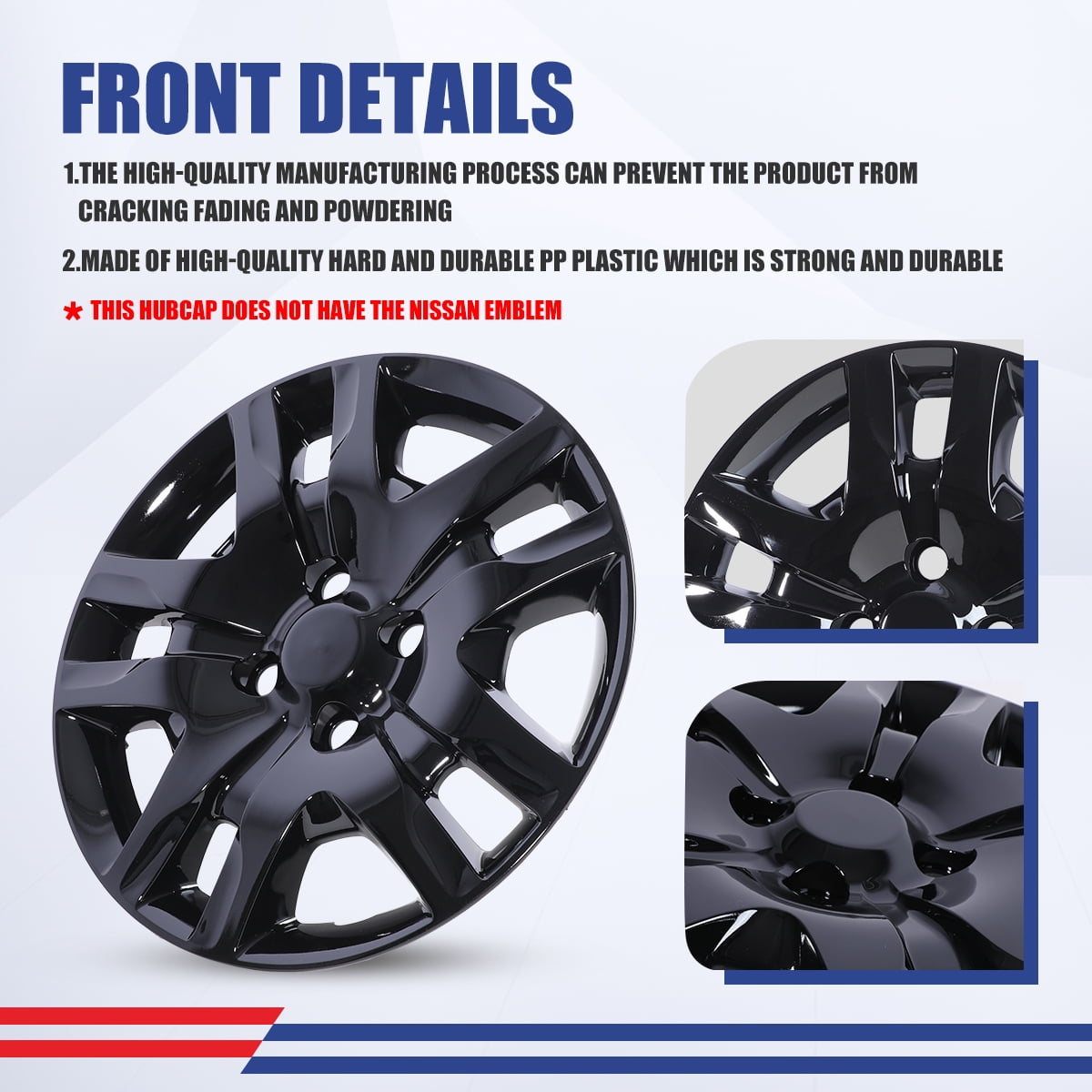 (4 Pack)16" Hubcaps Wheel Rims Cover for 2007-2012 Nissan Sentra Compatible with Steel Wheels Bolt on Installation(16-inch,Black Lacquer)