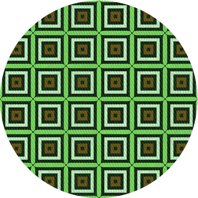 Ahgly Company Tapis Rond Lavable en Machine Intérieur Transitionnel Vert, 8 Pieds Rond
