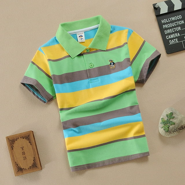 Enfants Garçons Polo Chemise Rayée Garçons Enfants Chemises à Manches Courtes Chemise de Rugby 8-9 Ans Tenue Garçons