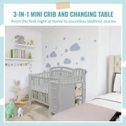 Dream On Me Casco 4-in-1 Mini Crib and Dressing Table, Pebble Grey