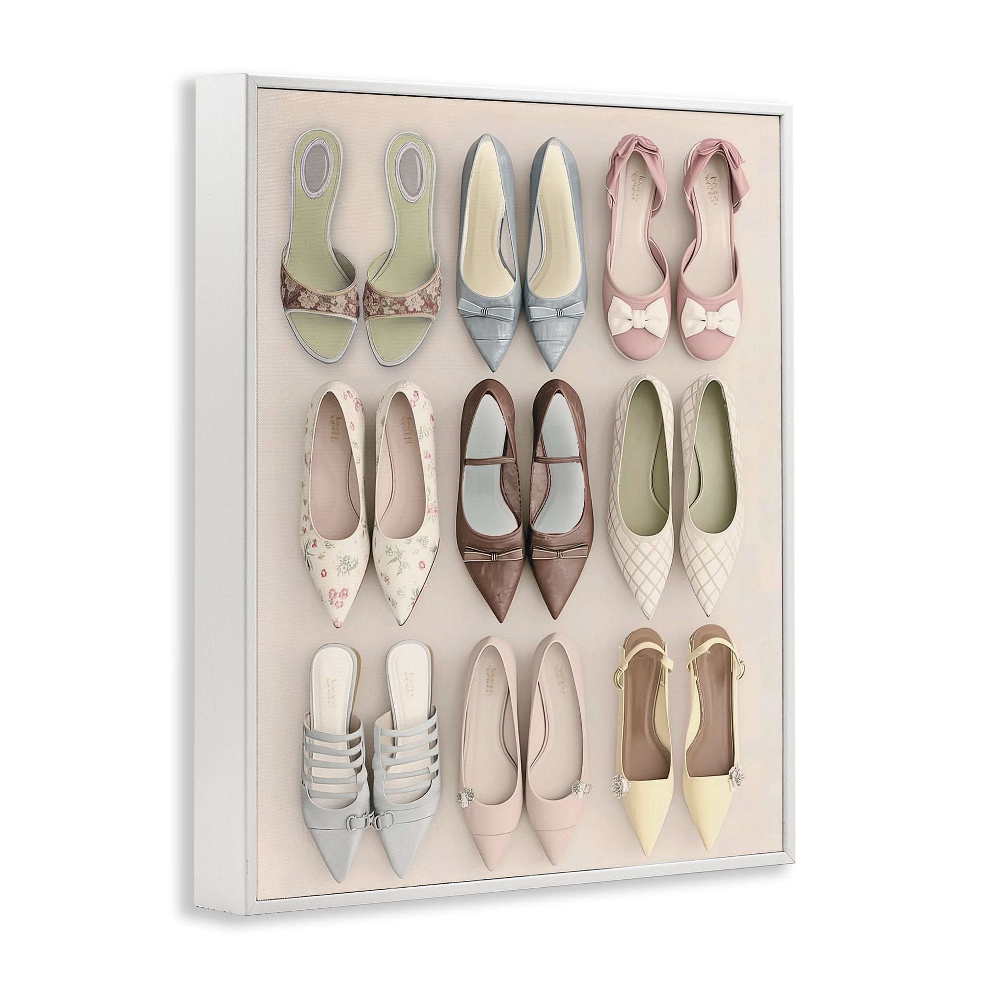 Beatrice's Closet Shoes White Framed Giclee Art, design by Annabelle Hall