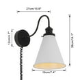 thumbnail image 2 of KAYYELAMP Spiral Retractable Plug in Cord Remote Control Gooseneck Black Wall Sconce White Cone Shade Vintage Minimalist 2-Lights for Bedside Doorway Bathroom(No bulb), 2 of 5