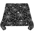 thumbnail image 4 of Nappe d'Halloween Carrée 54x54 Pouces, Nappe Noire et Blanche avec Toiles d'Araignée et Étoiles, Polyester Résistant aux Taches pour l'Automne et les Fêtes, Intérieur Extérieur, Couvre-Tables pour Cuisine, Salle à Manger, Fêtes, 4 of 6