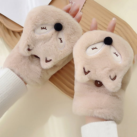 MITCOWBOYS winter gloves Womens Fox Gloes Winter Plush FauxFur Cute Mitten gloves for women cold weather
