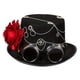 thumbnail image 2 of Sombrero de copa floral steampunk para adultos con gafas, engranaje y cadena decorativa. L, 2 of 9