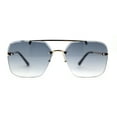 thumbnail image 2 of Retro Rimless Rectangle Bevel Lens Luxury Sunglasses Gold Smoke, 2 of 4