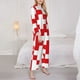 thumbnail image 3 of Balery Red Cross 1 Conjunto de Pijama con Estampado para Mujer, Conjunto de Dos Piezas con Manga Larga, Ropa de Dormir Suave con Bolsillos, Pijamas Cómodos-Medium, 3 of 7