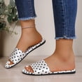 thumbnail image 4 of Samdudou Womens Summer Shoes Casual Flat Sandals Classic Polka Dot Print Open Toe Slip On Slides Wide Strap Smooth Fabric Beach Pool Vacation Footwear for Ladies, 4 of 6