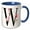 Blue/White, variant on 3drose, Pretty Pink Magnolia Flower Monogram Initial W, 11oz Two-tone Black Mug