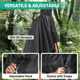 thumbnail image 2 of GPED Adult Hooded Rain Poncho, Waterproof Lightweight Reusable Unisex Raincoat, Emergency Outdoor Rain Jacket for Hiking Camping Travel Protection, Black, 2 of 6
