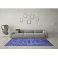 thumbnail image 3 of Ahgly Company Machine Washable Indoor Round Oriental Blue Industrial Area Rugs, 5' Round, 3 of 4