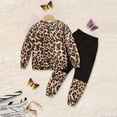 thumbnail image 2 of ZEHJUHAN Kids' Fashion Comfort Long Sleeve Top & Pants Set - Letter & Leopard Print Casual Outfit for Boys & Girl Brown，4Y, 2 of 7