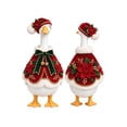thumbnail image 2 of Luxury Poinsettia Velvet 23 inch Porch Goose Outfit Red Velvet Cape for Lawn Goose Statues Christmas Winter Patio Yard Decor, 2 of 6