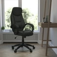 thumbnail image 2 of Flash Furniture Leonard High Back Black LeatherSoft Contemporary Executive Swivel Ergonomic Office Chair with Curved Back and Loop Arms, 2 of 9
