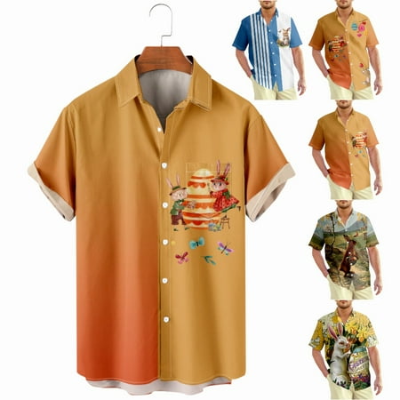 

Easter Plus Size Aloha Beach Shirts Fashion Retro Clothes Size 100-170/XXS-8XL