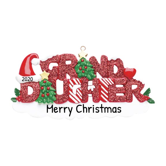 Personalized Children Christmas Ornament - First Time Grandparents Gifts 2024 - Granddaughter Letter Ornament Glitter Word Granddaughter Ornaments for Christmas Tree - Free Customization
