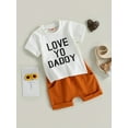 thumbnail image 3 of Wassery Baby Boy Father’s Day Outfits Short Sleeve Letter Print Tops + Pocket Shorts Set 2Pcs Summer Casual Clothes for Newborn 3M 6M 12M 18M 24M 3 Years, 3 of 8