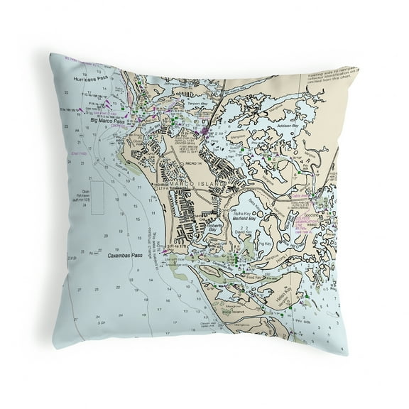 Betsy Drake KS11429MI 12 x 12 in. Marco Island, FL Nautical Map Non-Corded Indoor & Outdoor Pillow