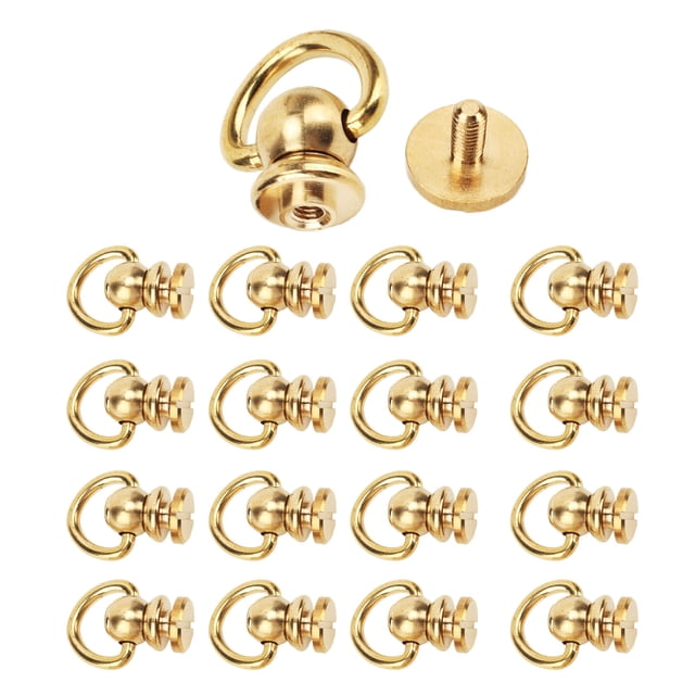 Button Studs Rivets,12 Sets D Ring Brass Ball Studs Rivets D Ring Rivets Smooth Operation
