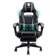 thumbnail image 1 of Massage Gaming Chair High Back PU Leather PC Racing Computer Desk Office Swivel Recliner with Retractable Footrest and Adjustable Lumbar Support, Black, 1 of 1