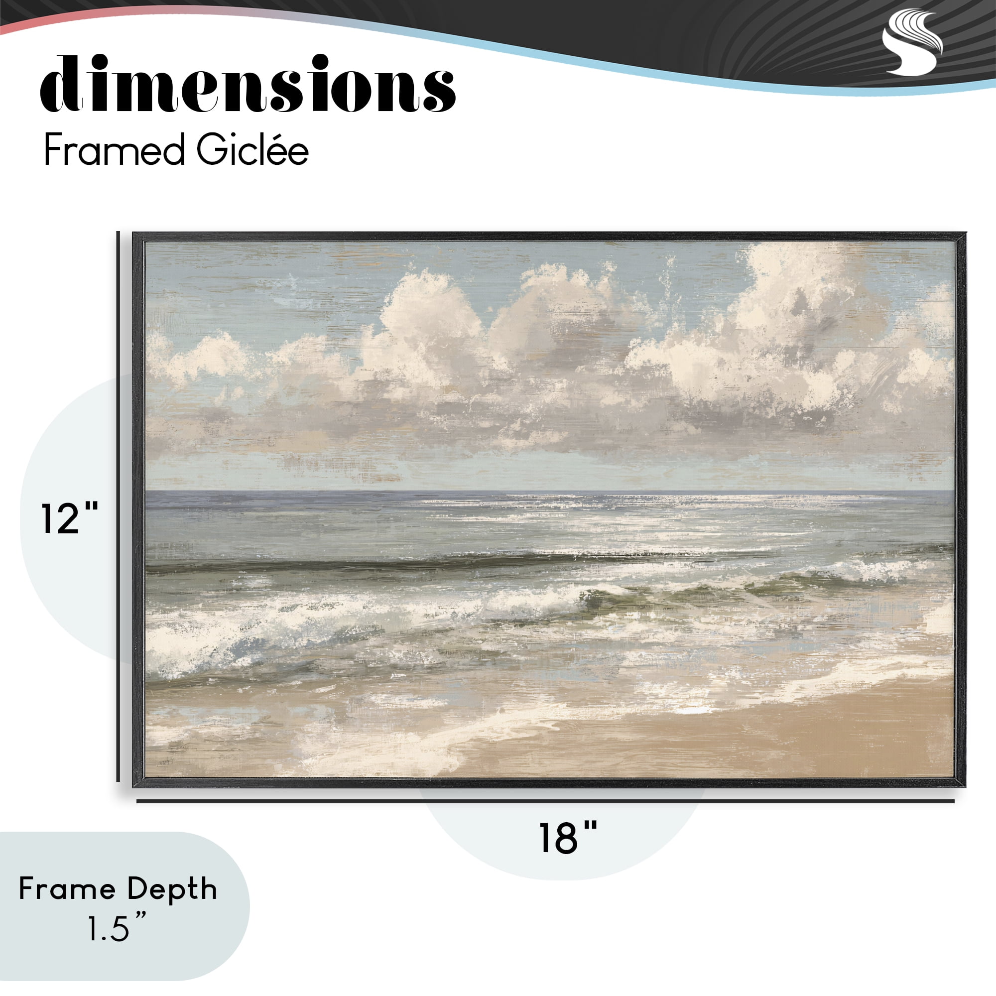Stupell Industries Distressed Beach Horizon Black Framed Giclee Art, design by Jacky Ngan