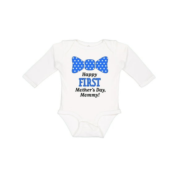 Inktastic Happy First Mother's Day, Mommy Bow Tie Boys or Girls Long Sleeve Baby Bodysuit