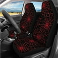 thumbnail image 2 of Uorisanigo Red Spider Web 14 Pack Automobile Seat Cover Sets Car Steering Wheel Cover and Cars Headrest Cover Center Console Cover Cars Water Cup Coaster Personalized Elastic for Car SUV, 2 of 6