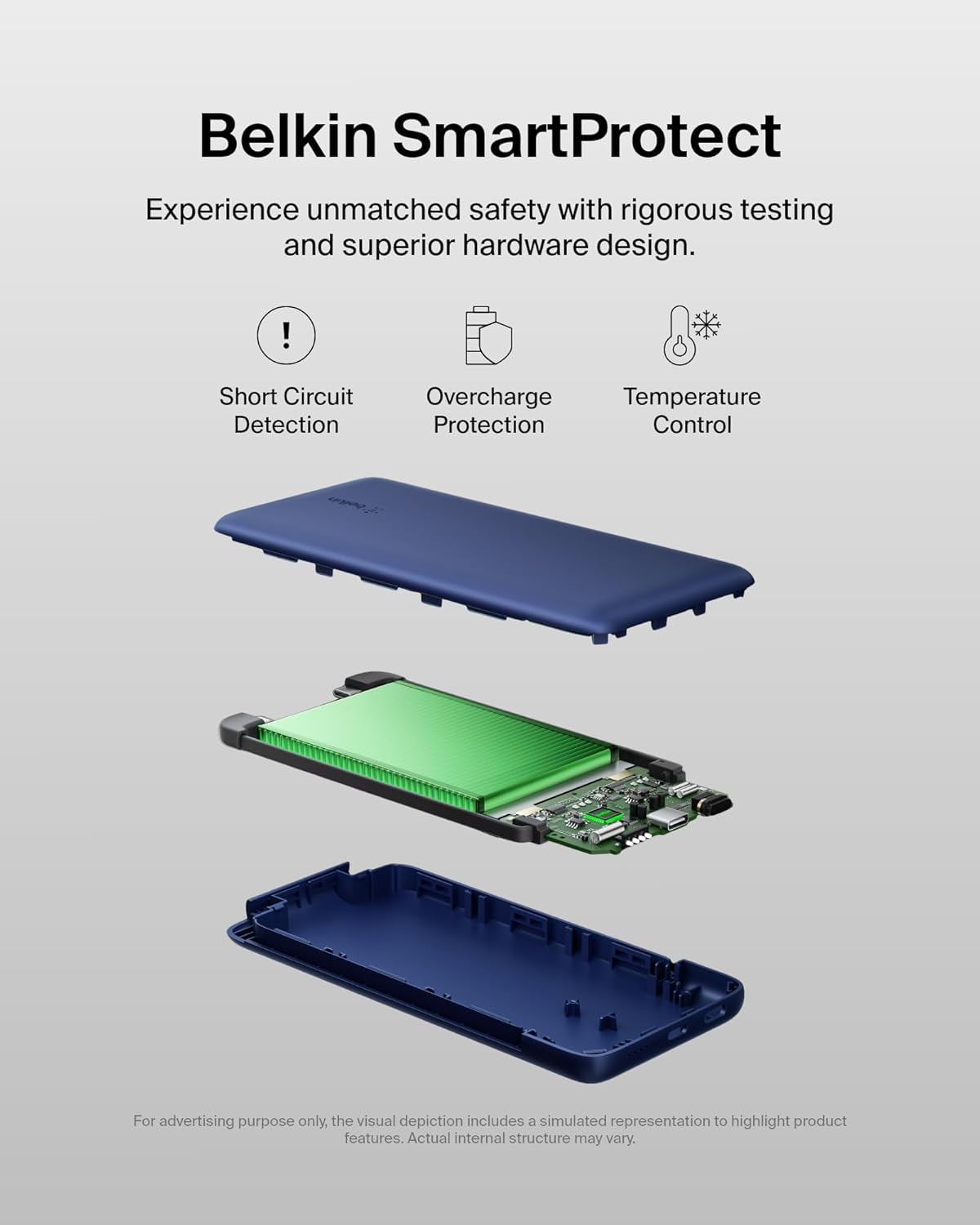 Belkin Power Bank, BoostCharge Plus 10k mAh Portable Charger w/Integrated Lightning Cable & USB-C Cable - iPhone Charger - Battery Pack for iPhone 16 Pro Max, iPhone 16, iPhone 15, iPhone 14 - Blue