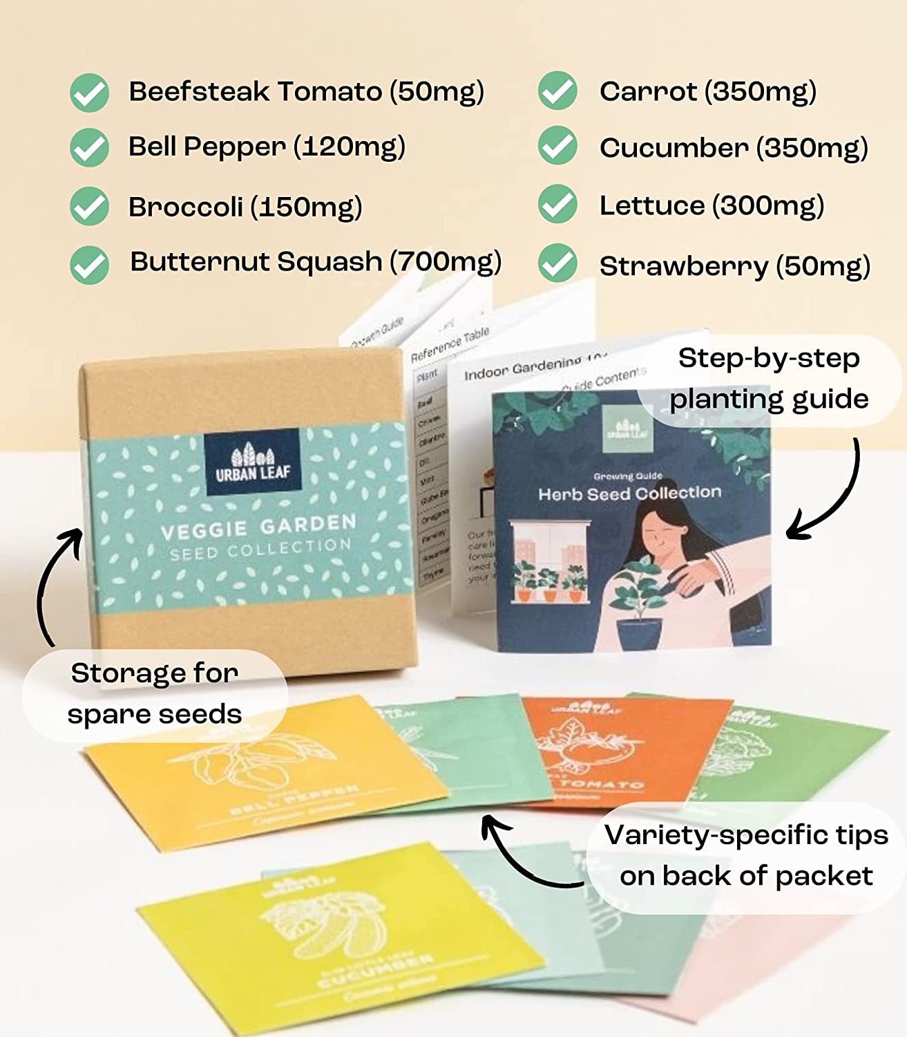 Vegetable Seeds Planting - Heirloom Non GMO Veggie Garden Plant Seeds - Great for Planting Indoor or Outdoors | Veggie Seeds Packet for Home Garden- 8 seeds to plant!