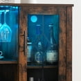 thumbnail image 6 of Twister.CK Wine Cabinet with LED Light, Farmhouse Coffee Bar Cabinet with Wine and Glass Rack, Liquor Cabinet with Storage, Buffet Sideboard for Bar Kitchen Dining Room, Brown, 6 of 9