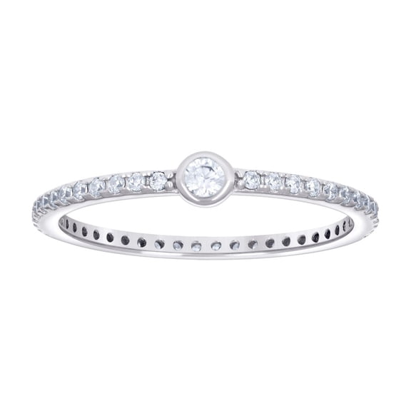 925 Sterling Silver Womens Cubic Zirconia Engagement Ring 3.3mm Wide Size 8 Engagement Ring for Women