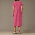 thumbnail image 7 of SMihono Women's 2025 Summer Casual Midi Dress Short Sleeve Crewneck T Shirt Beach Front Slit Vacation Fall Long Dresses Hot Pink M, 7 of 7