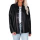 thumbnail image 1 of Chaqueta tipo camisa de cuero sintético para mujer, abrigo largo con botones, ropa de calle de otoño Kuymtek Negro T M para Mujer, 1 of 7