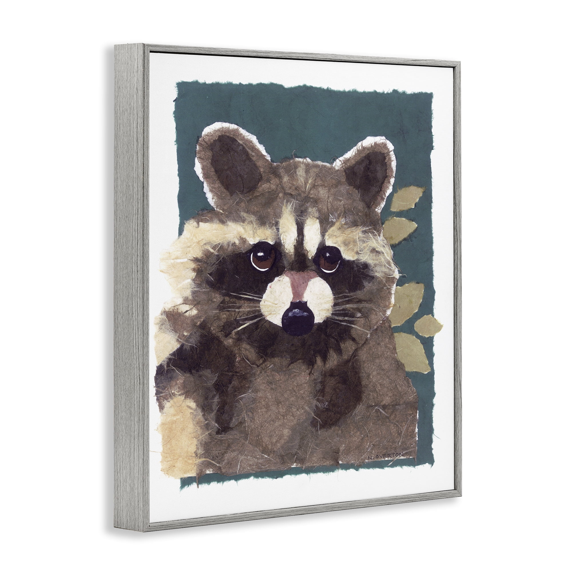 Stupell Industries Forest Animal Raccoon Animals & Insects Painting Gray Framed Art Print Wall Art, 16 x 20