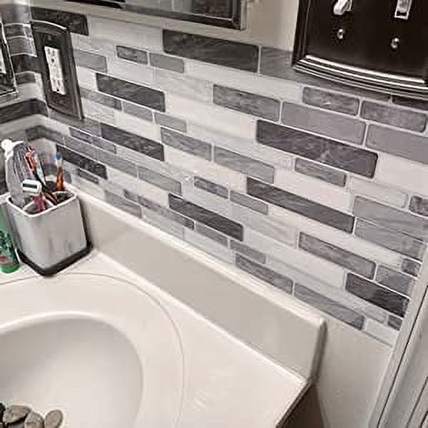 Art3d Peel and Stick Backsplash Tiles for Kitchen in Grey Marble 12 in. x 12in. (10-Pack)