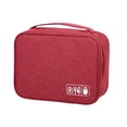thumbnail image 2 of Travel Electronics Bag, Oxford Cloth Data Cable Storage Bag Separate Storage Adjustable  for Office Wine Red, 2 of 8