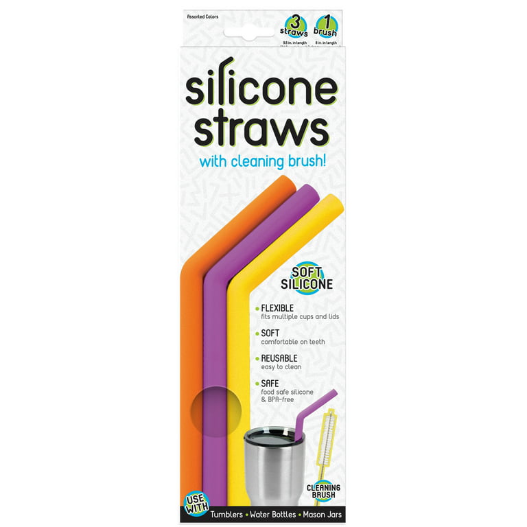 Hiware Reusable Silicone Straws, Long Flexible Silicone Drinking Straws  with Cleaning Brushes for 30 oz Tumblers RTIC/Yeti - 10 Pieces - BPA-Free -  No