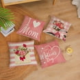 thumbnail image 4 of Happy Mothers Day Pillow Covers 16x16 Set of 4 Pink Carnation Floral Throw Pillow Covers I Love Mom Cushion Covers Pillow Case Gift for Mother Grandma Birthday Home Outdoor Sofa Decoration (16 by 16), 4 of 6