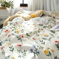 thumbnail image 4 of Move Over White Flowers Duvet Cover Set Yellow Red Blue Floral Pattern Microfiber Country Style Bedding Sets King No Filling, 4 of 7