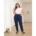 thumbnail image 2 of HDE Womens Plus Size Pull On Pintuck Pants with Pockets Navy Blue - 4X, 2 of 7