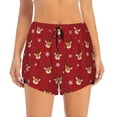 thumbnail image 2 of Yiaed Reindeer Faces Festive Red Print Women's Running Shorts with Liner 3 Zipper Pockets Elastic Workout Athletic Gym Yoga Shorts-Large, 2 of 7