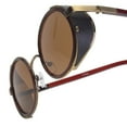 thumbnail image 7 of Black Old School Funky Goth Steampunk Side Shield Mens Womens Round Sunglasses, 7 of 7